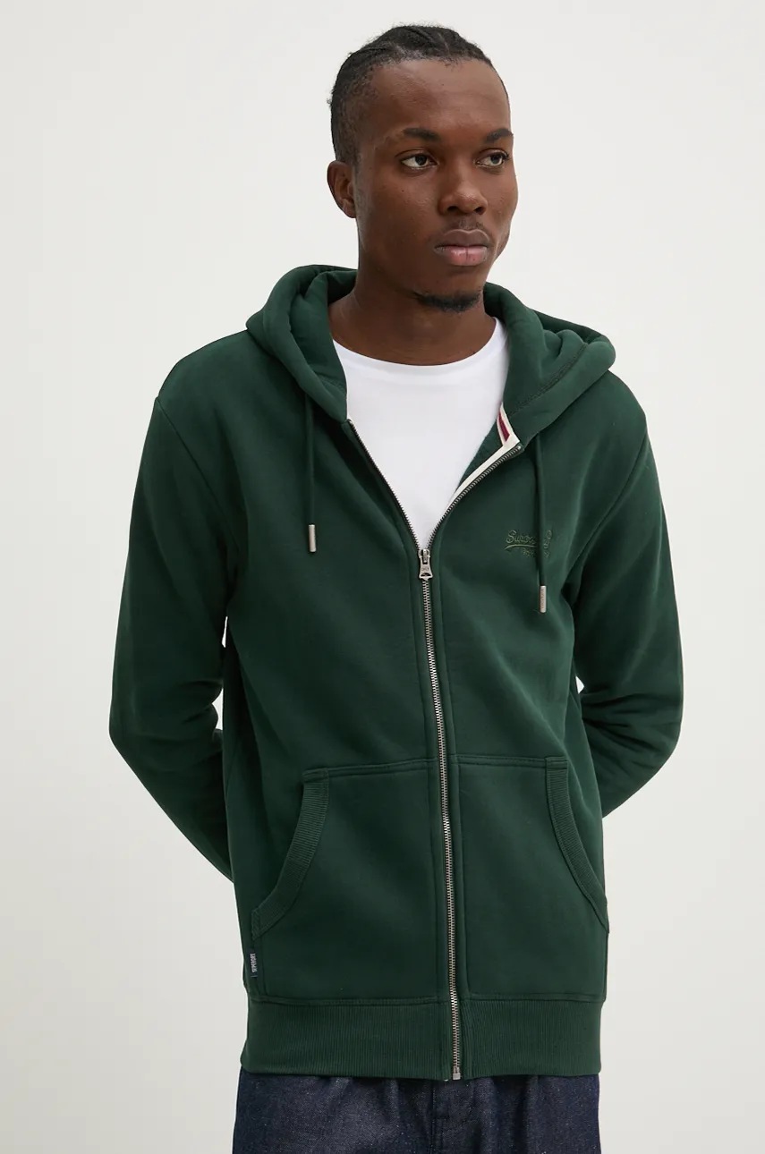 

Суичър Superdry в зелено с качулка с изчистен дизайн M2013116A-20E, Зелен