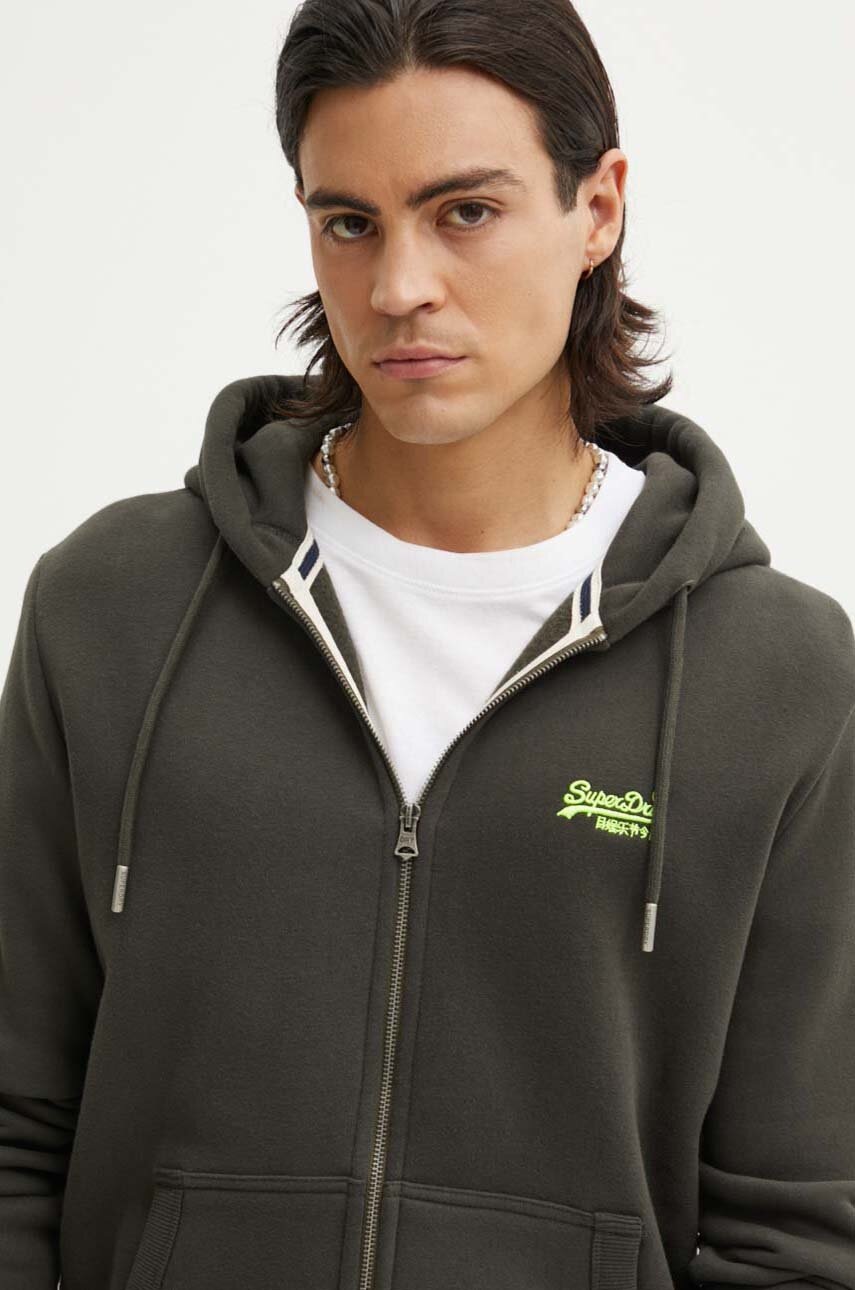 

Суичър Superdry в зелено с качулка с апликация M2013116A-3JZ, Зелен