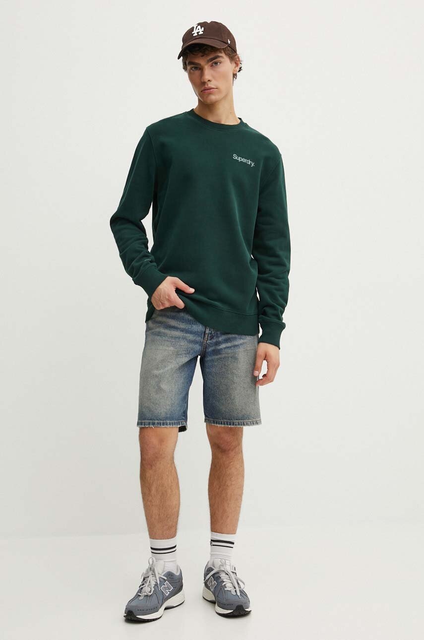 Βαμβακερή μπλούζα Superdry χρώμα: πράσινο, M2013738A-27E φωτογραφία