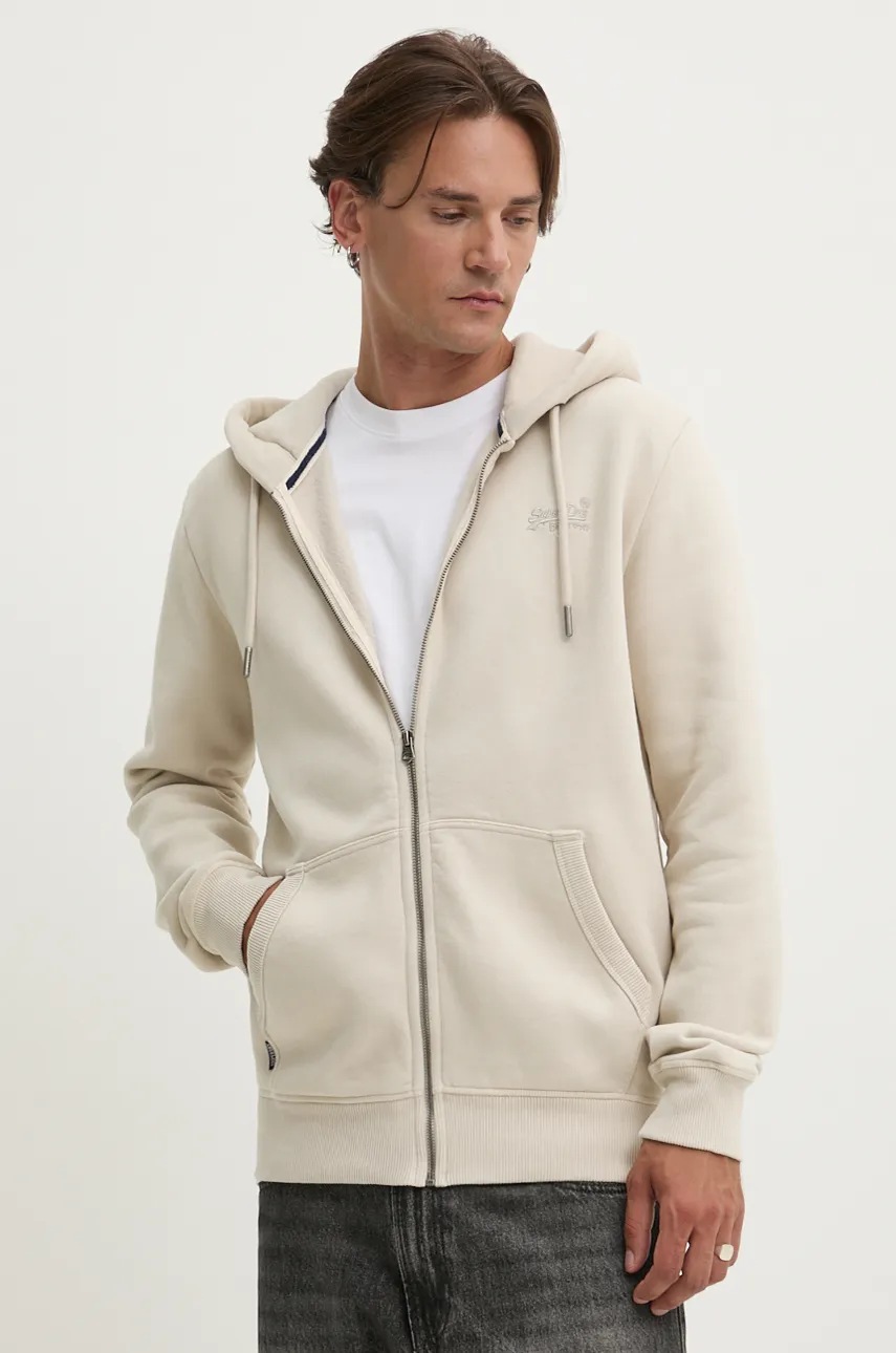 

Суичър Superdry в бежово с качулка с изчистен дизайн M2013116D-1LC, Бежов