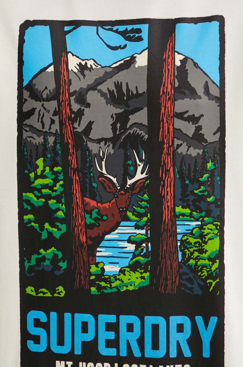 Βαμβακερή μπλούζα Superdry χρώμα: μπεζ, M2014112A-2YW φωτογραφία