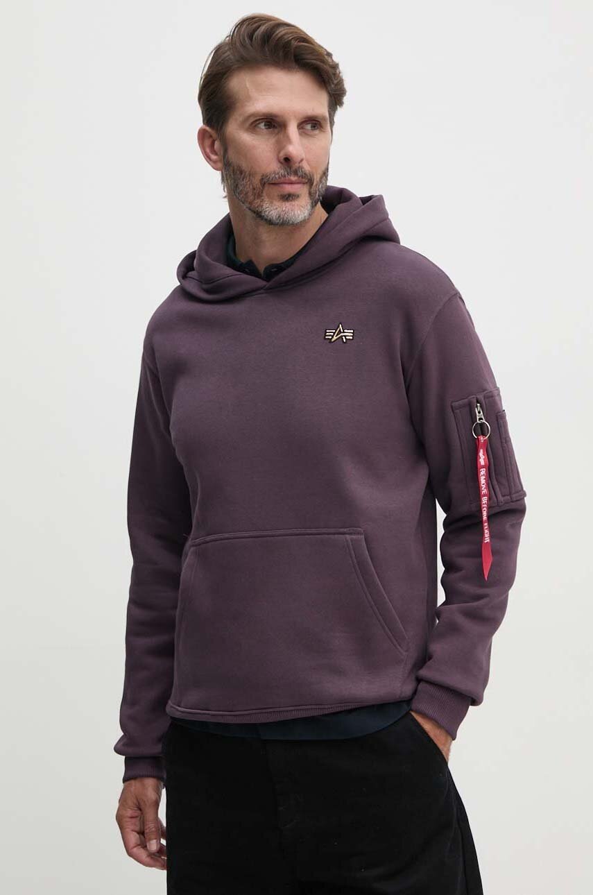 Alpha Industries bluza barbati, culoarea violet, cu glugă, neted, 148337