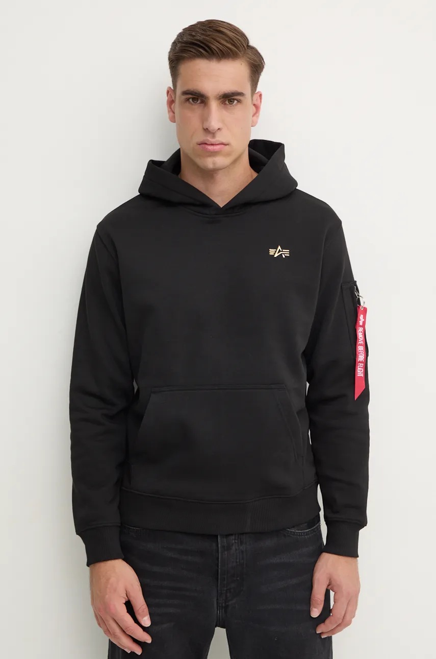 

Суичър Alpha Industries в черно с качулка с изчистен дизайн 148337, Черен