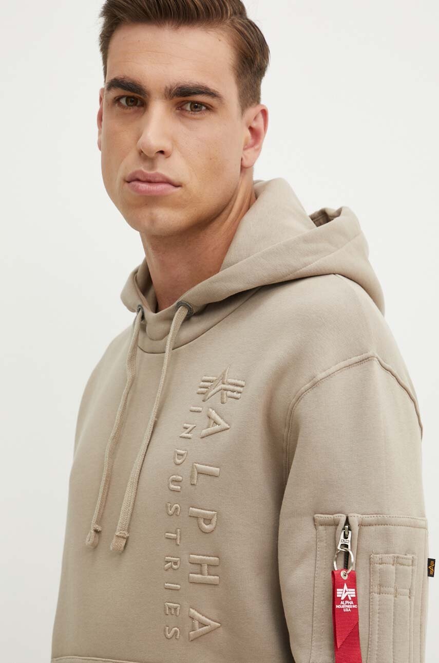 

Суичър Alpha Industries в бежово с качулка с апликация 138333, Бежов