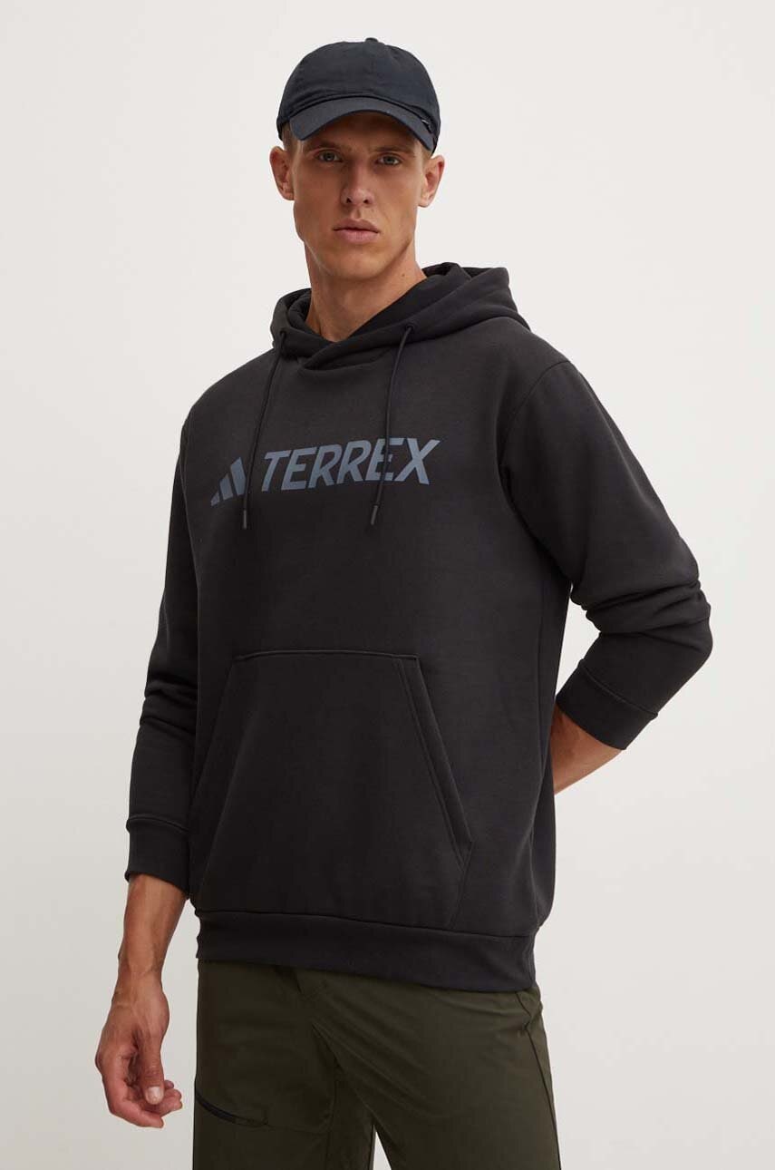 adidas TERREX bluză de trening Multi culoarea negru, cu glugă, cu imprimeu, IZ3305