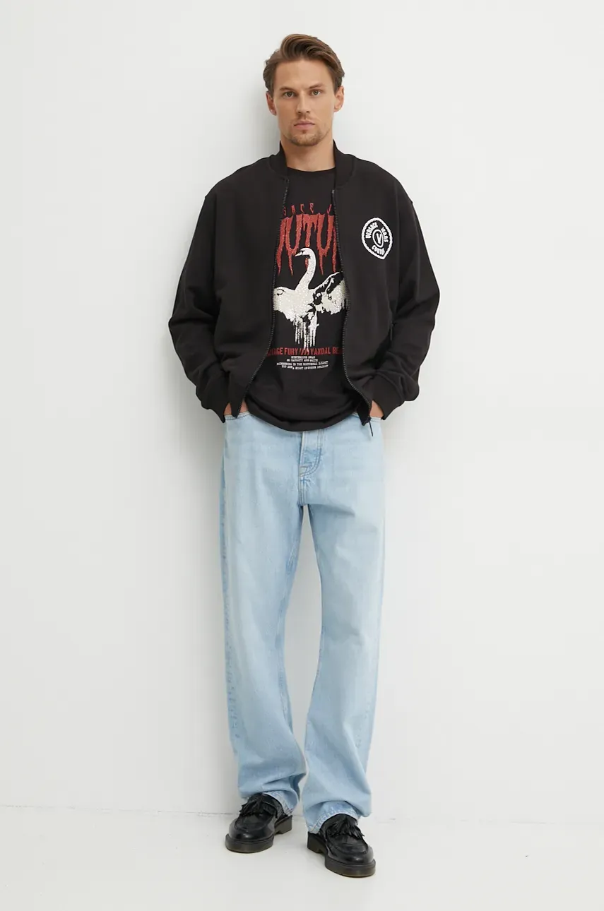 Хлопковая кофта Versace Jeans Couture мужская цвет чёрный с принтом 77GAIT04 CF00T Хлопковая кофта Versace Jeans Couture мужская цвет чёрный с принтом 77GAIT04 CF00T