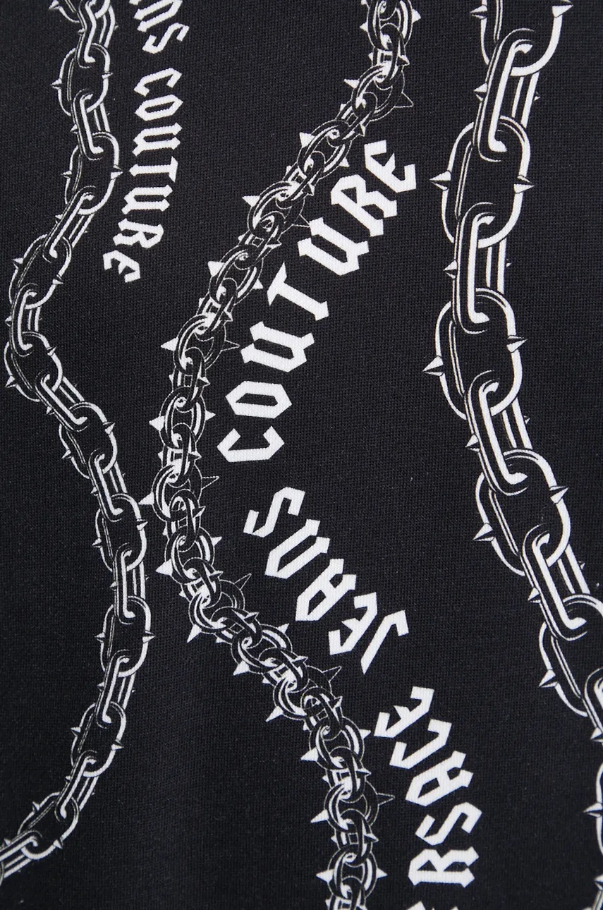 Бавовняна кофта Versace Jeans Couture чоловіча колір чорний з капюшоном візерунок 77GAI3L0 FS160 