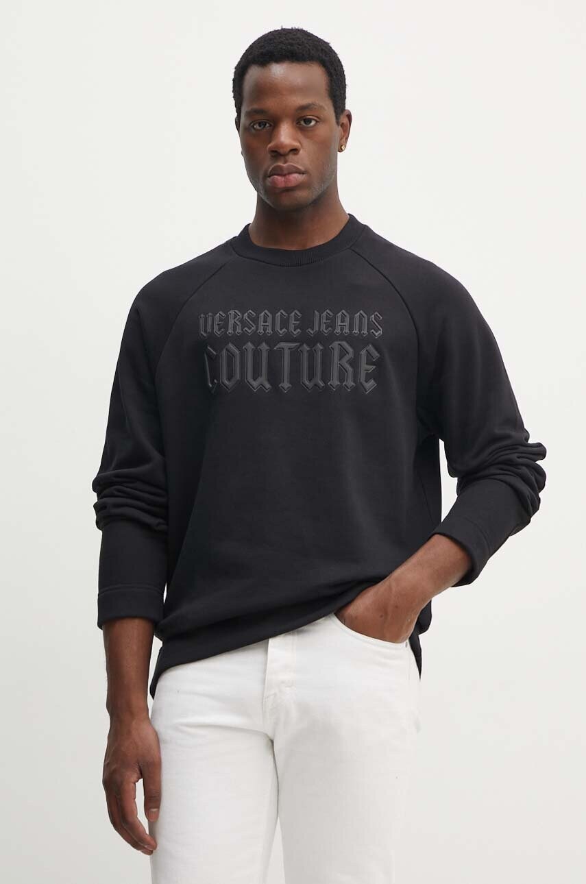 Versace Jeans Couture hanorac de bumbac barbati, culoarea negru, cu imprimeu, 77GAIL01 CF02L Versace Jeans Couture hanorac de bumbac barbati, culoarea negru, cu imprimeu, 77GAIL01 CF02L