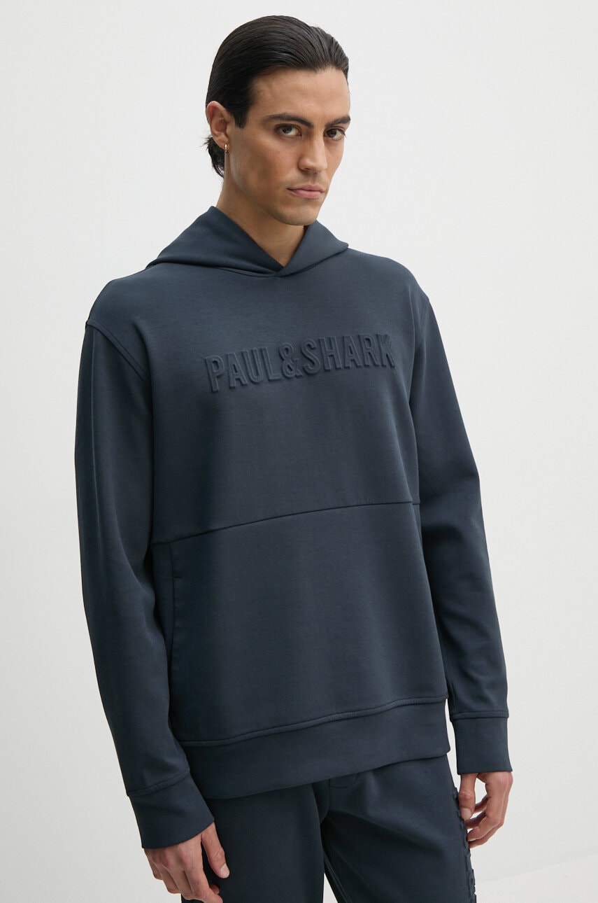 Paul&Shark bluza barbati, culoarea albastru marin, cu glugă, cu imprimeu, 13311811
