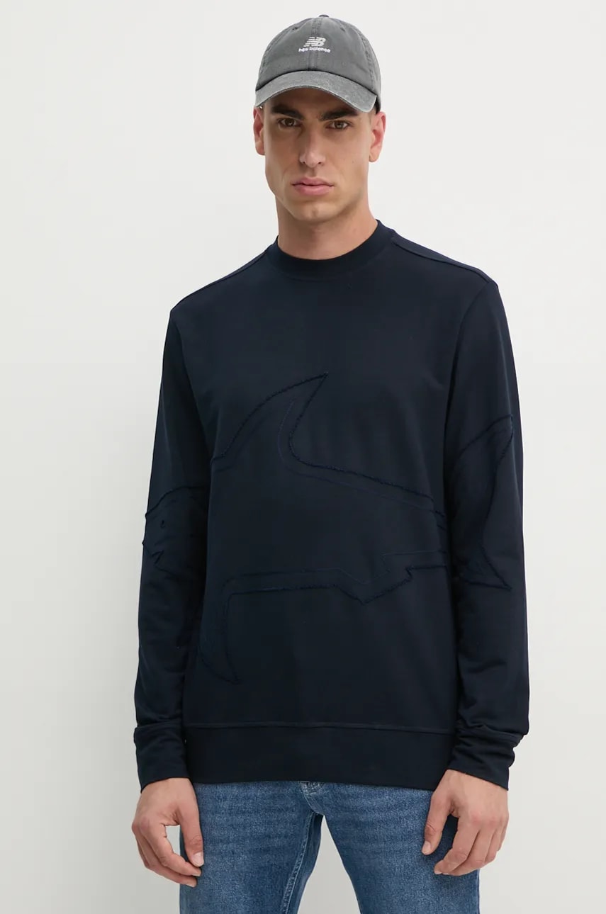 Paul&Shark bluza barbati, culoarea albastru marin, neted, 14311874 Paul&Shark bluza barbati, culoarea albastru marin, neted, 14311874