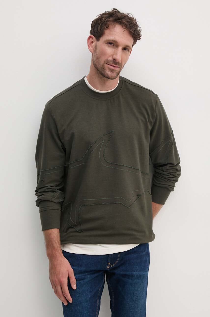 Paul&Shark bluza barbati, culoarea verde, neted, 14311874 Paul&Shark bluza barbati, culoarea verde, neted, 14311874