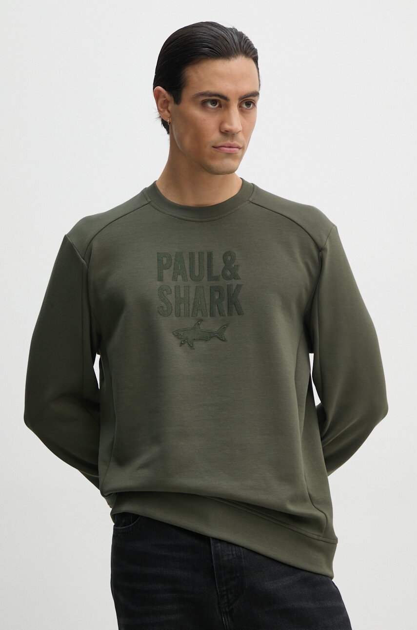 Paul&Shark bluza barbati, culoarea verde, cu imprimeu, 14311890 Paul&Shark bluza barbati, culoarea verde, cu imprimeu, 14311890