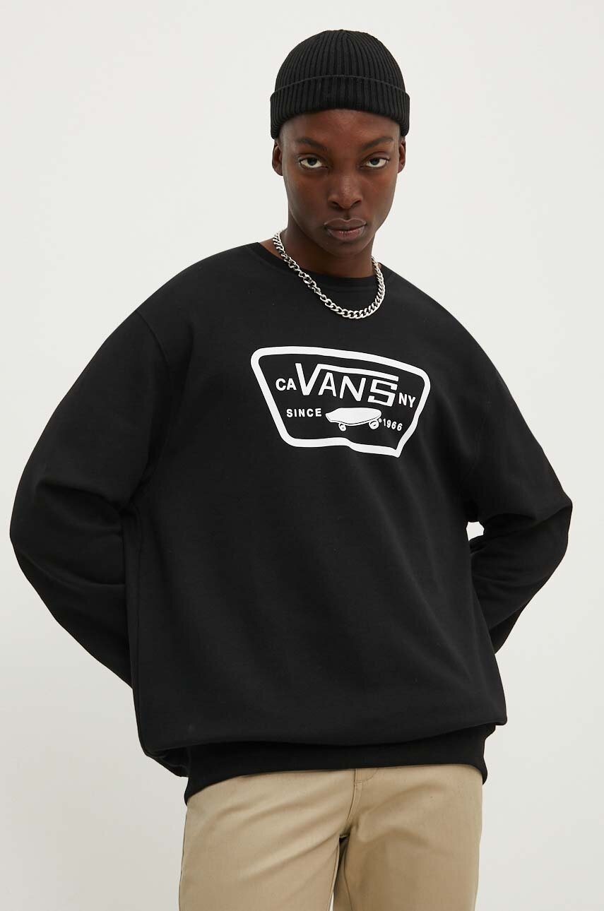 Vans hanorac de bumbac barbati, culoarea negru, cu imprimeu, VN000JSHBLK1 Vans hanorac de bumbac barbati, culoarea negru, cu imprimeu, VN000JSHBLK1