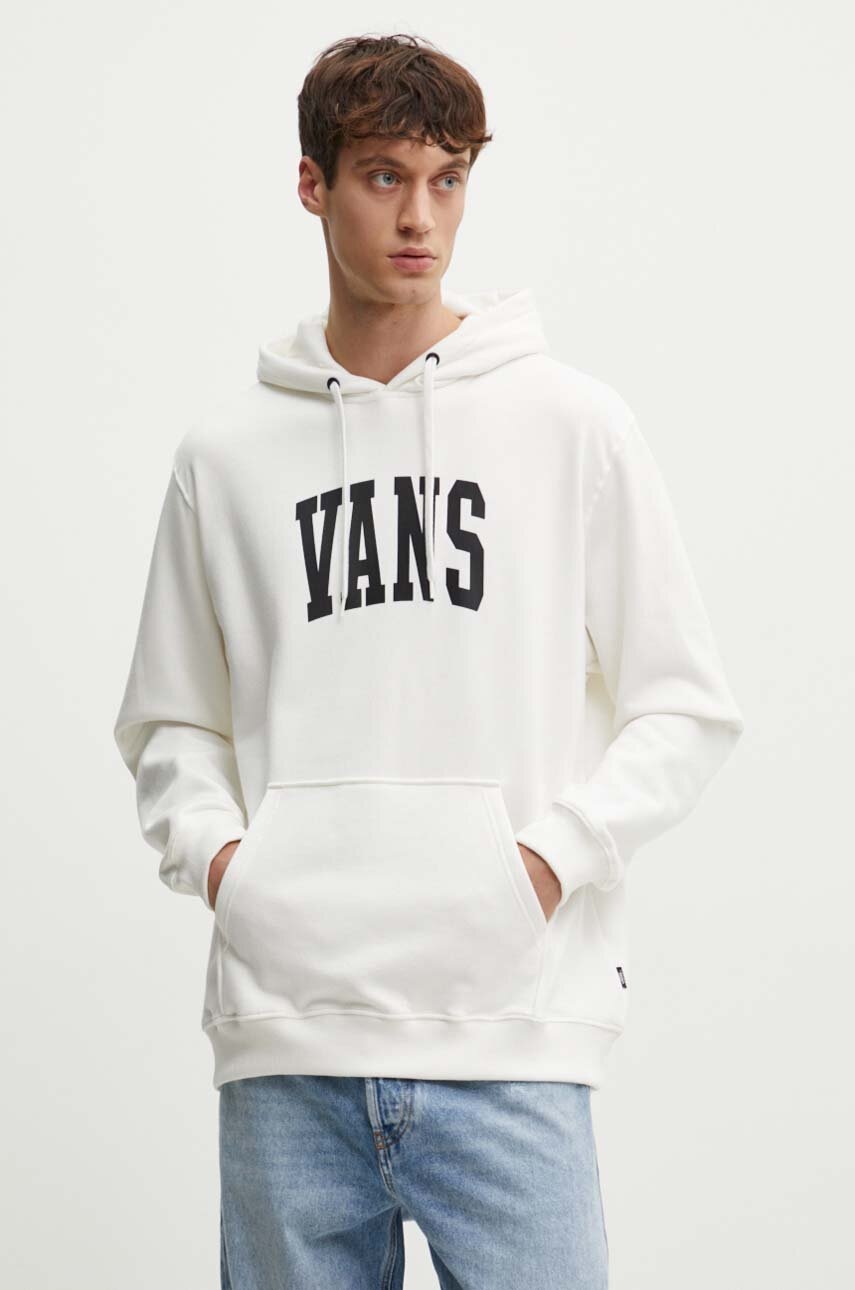 

Памучен суичър Vans в бежово с качулка с принт VN000HNWFS81, Бежов