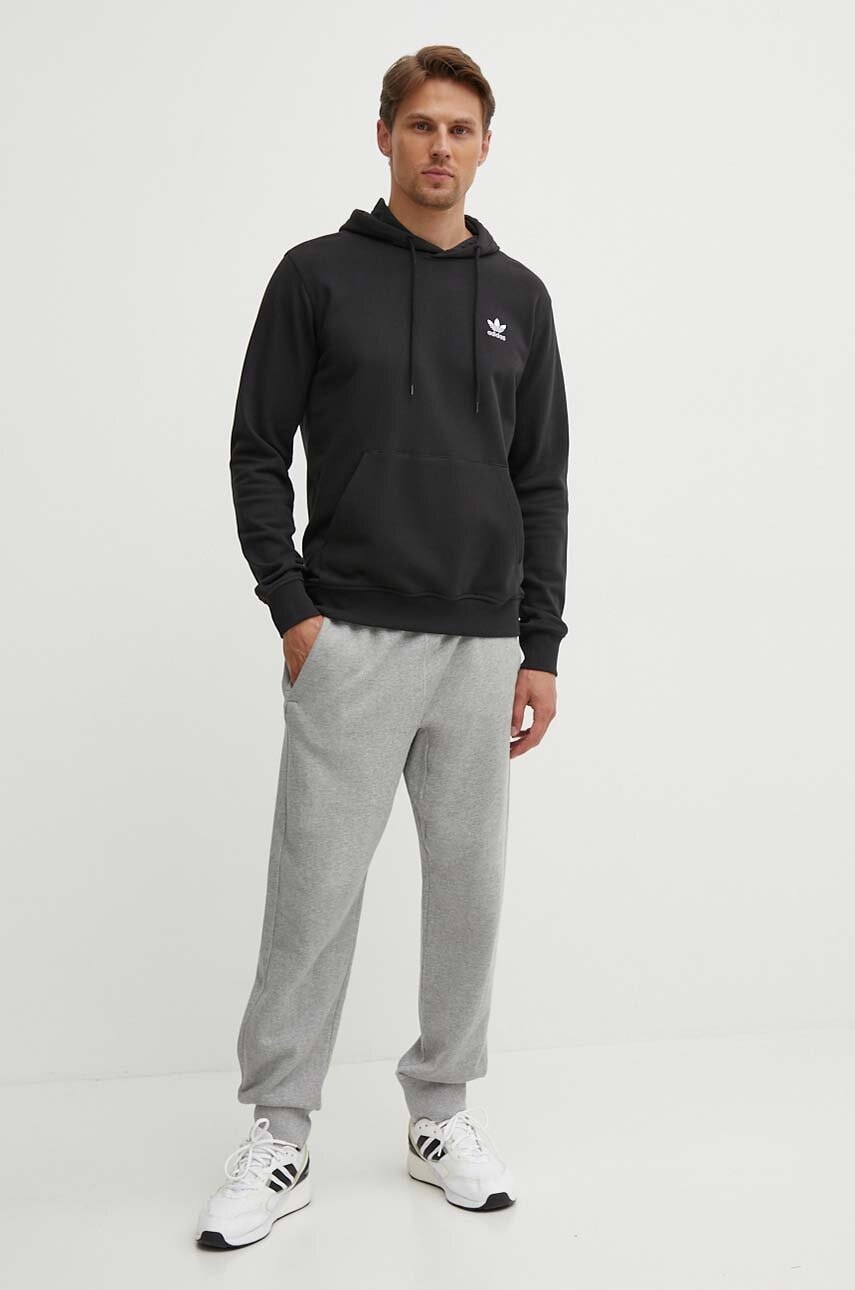 adidas Originals hanorac de bumbac barbati, culoarea negru, cu glugă, neted, IW5789 adidas Originals hanorac de bumbac barbati, culoarea negru, cu glugă, neted, IW5789