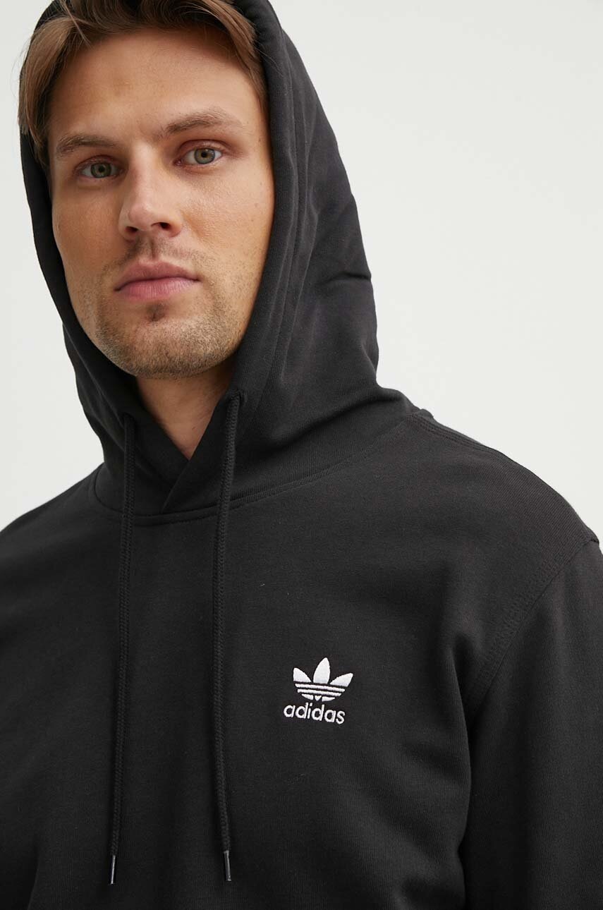 Бавовняна кофта adidas Originals чоловіча колір чорний з капюшоном однотонна IW5789 