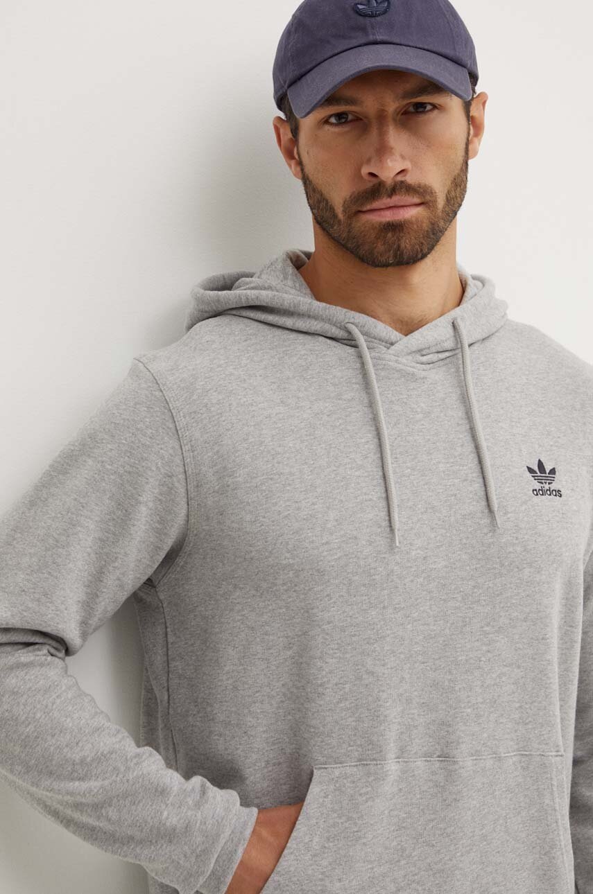 adidas Originals hanorac de bumbac barbati, culoarea gri, cu glugă, melanj, IX7670