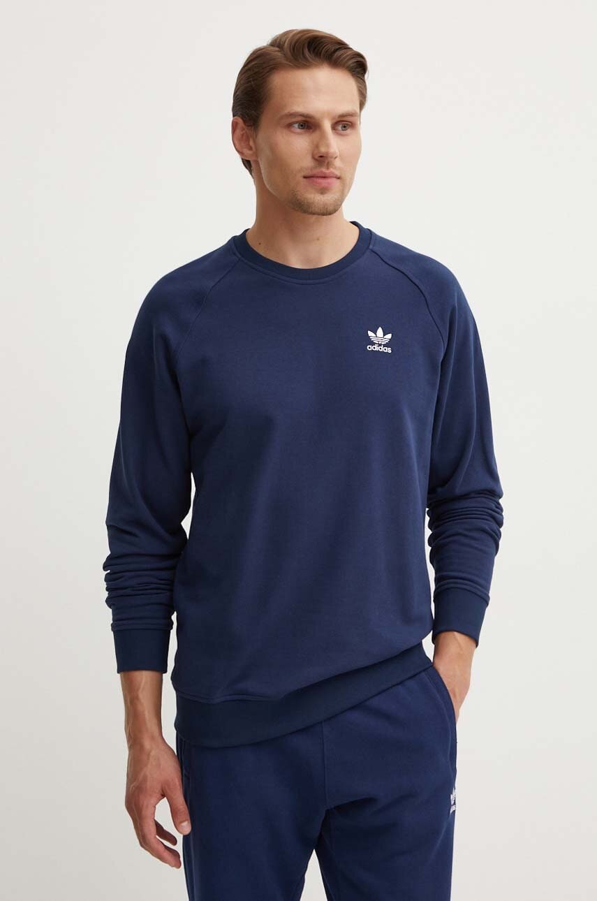 adidas Originals hanorac de bumbac barbati, culoarea albastru marin, neted, IX7678 adidas Originals hanorac de bumbac barbati, culoarea albastru marin, neted, IX7678