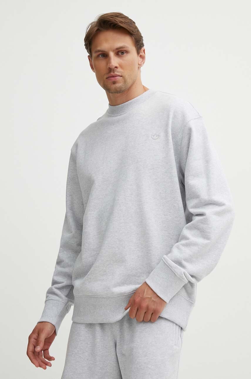 adidas Originals hanorac de bumbac barbati, culoarea gri, melanj, IX9808