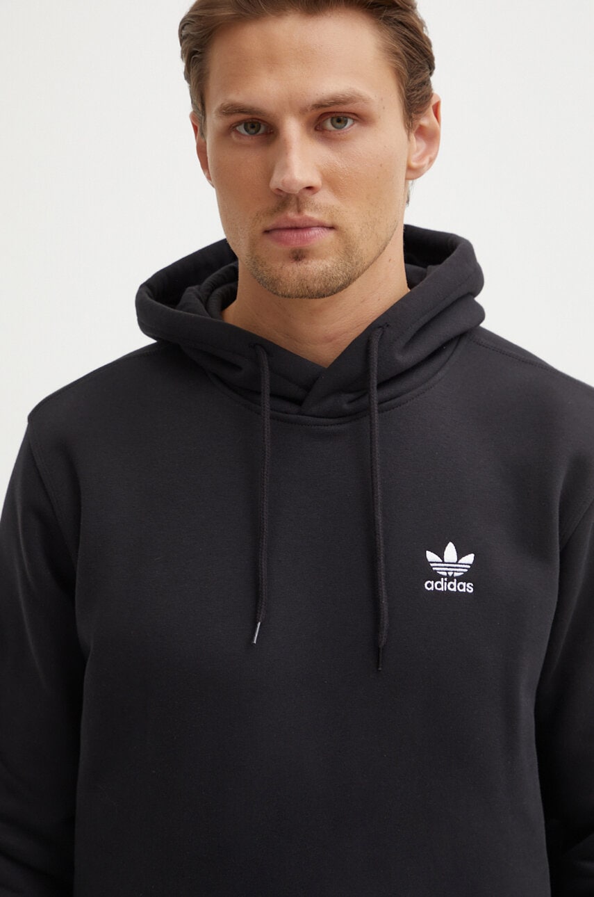 adidas Originals bluză Essential bărbați, culoarea negru, cu glugă, cu imprimeu, IY4930 adidas Originals bluză Essential bărbați, culoarea negru, cu glugă, cu imprimeu, IY4930
