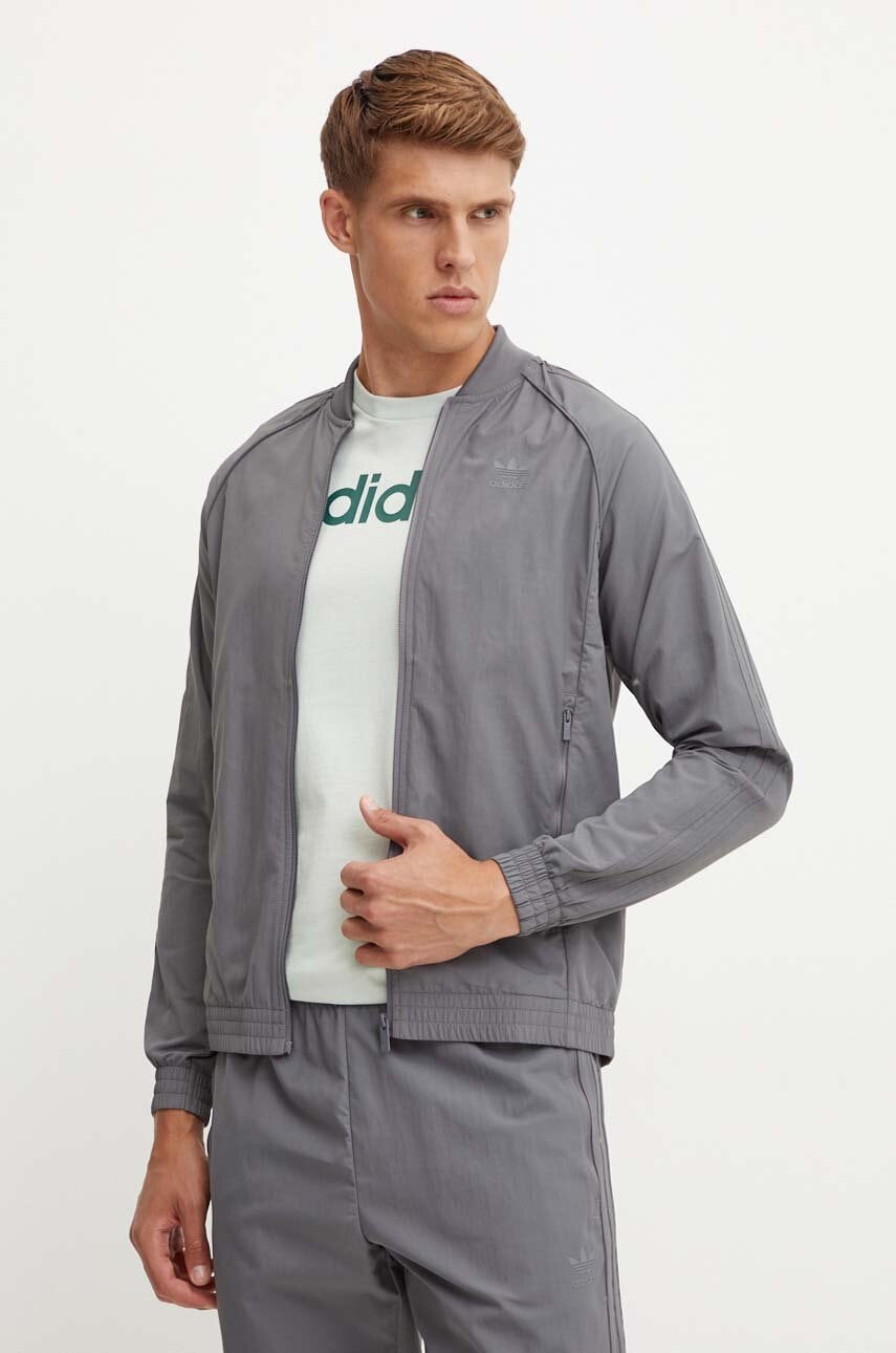 adidas Originals geaca barbati, culoarea gri, de tranzitie, IZ2112 adidas Originals geaca barbati, culoarea gri, de tranzitie, IZ2112