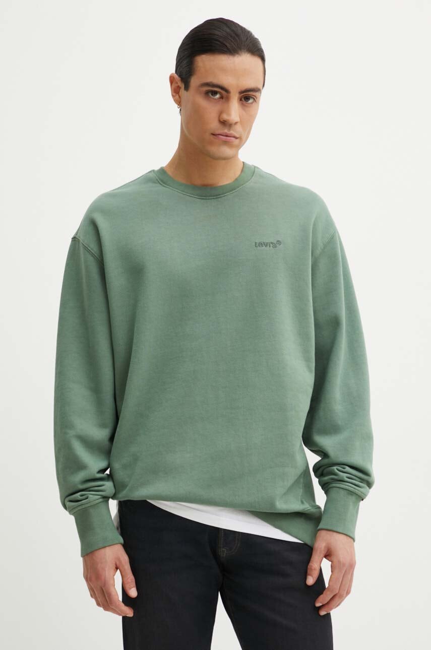 Levi's bluza barbati, culoarea verde, cu glugă, neted, A9244 Levi's bluza barbati, culoarea verde, cu glugă, neted, A9244
