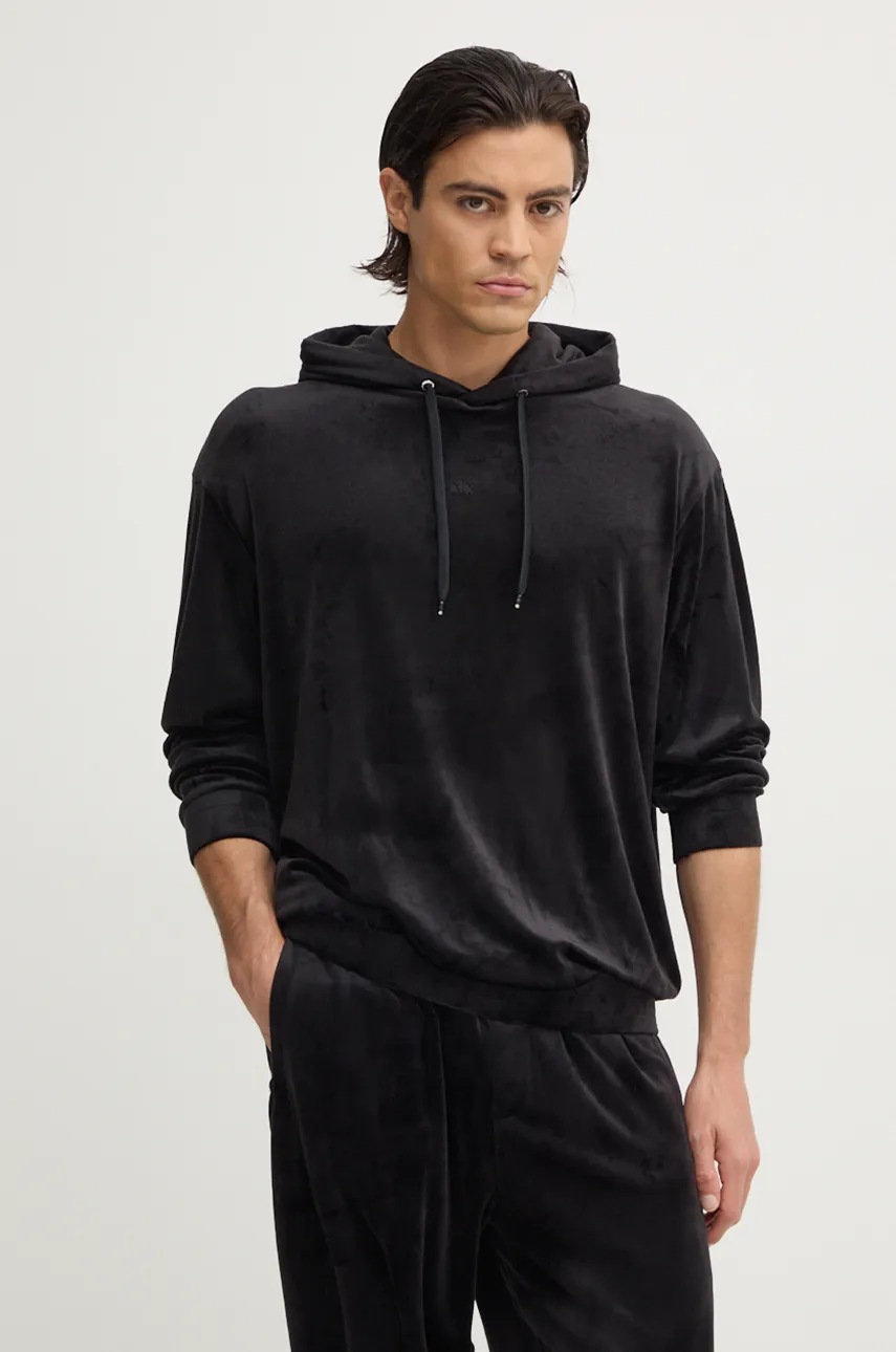 

Кадифен суичър Armani Exchange в черно с качулка с изчистен дизайн XM000054 AF10168, Черен