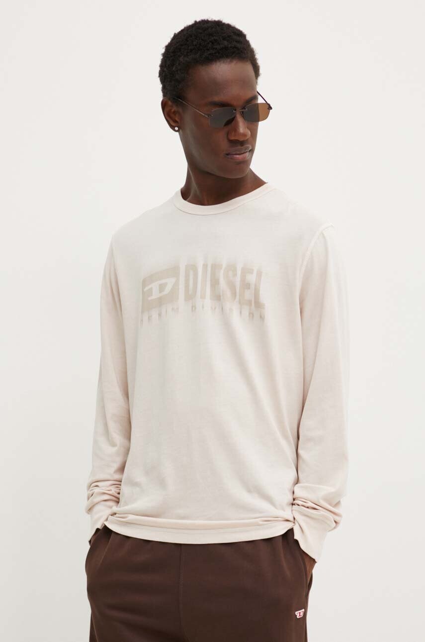 Diesel longsleeve din bumbac T-ADJUST-LS-K4 culoarea roz, modelator, A14021.0AJDD