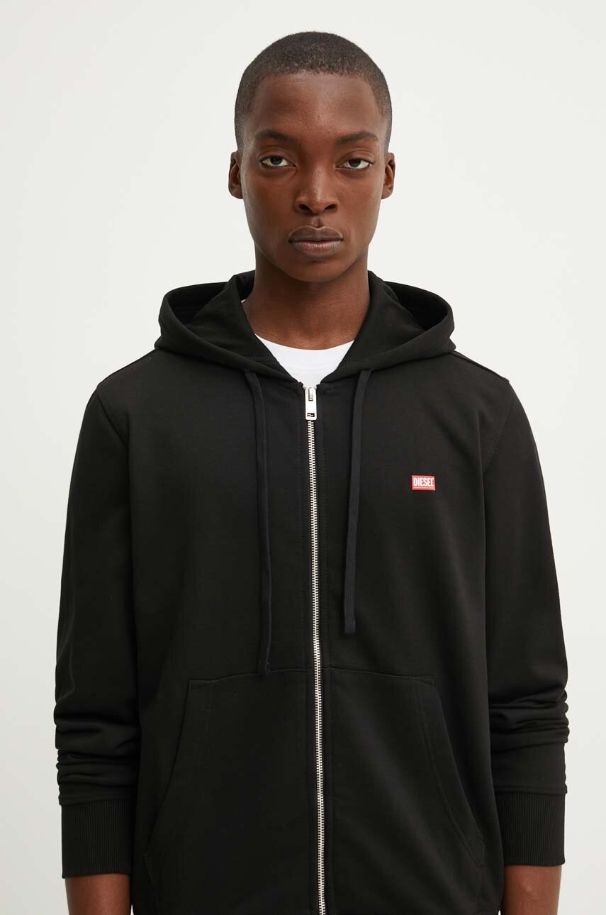 

Суичър Diesel S-GINN-HOOD-ZIP-K13 в черно с качулка с принт A14833.0HAYT, Черен