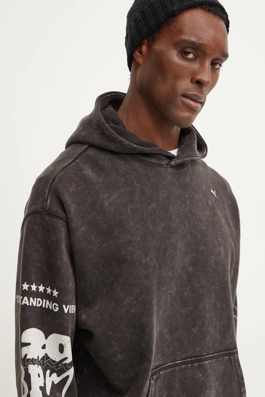 Бавовняна кофта Puma UNTERGRUND чоловіча колір чорний з капюшоном однотонна 626664 