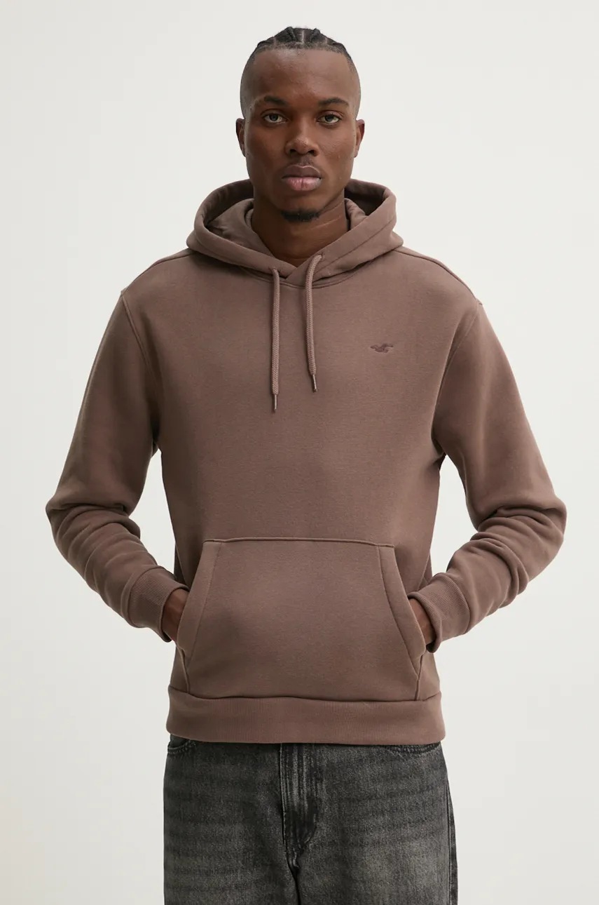 

Суичър Hollister Co. в кафяво с качулка с изчистен дизайн KI322-4153, Кафяв