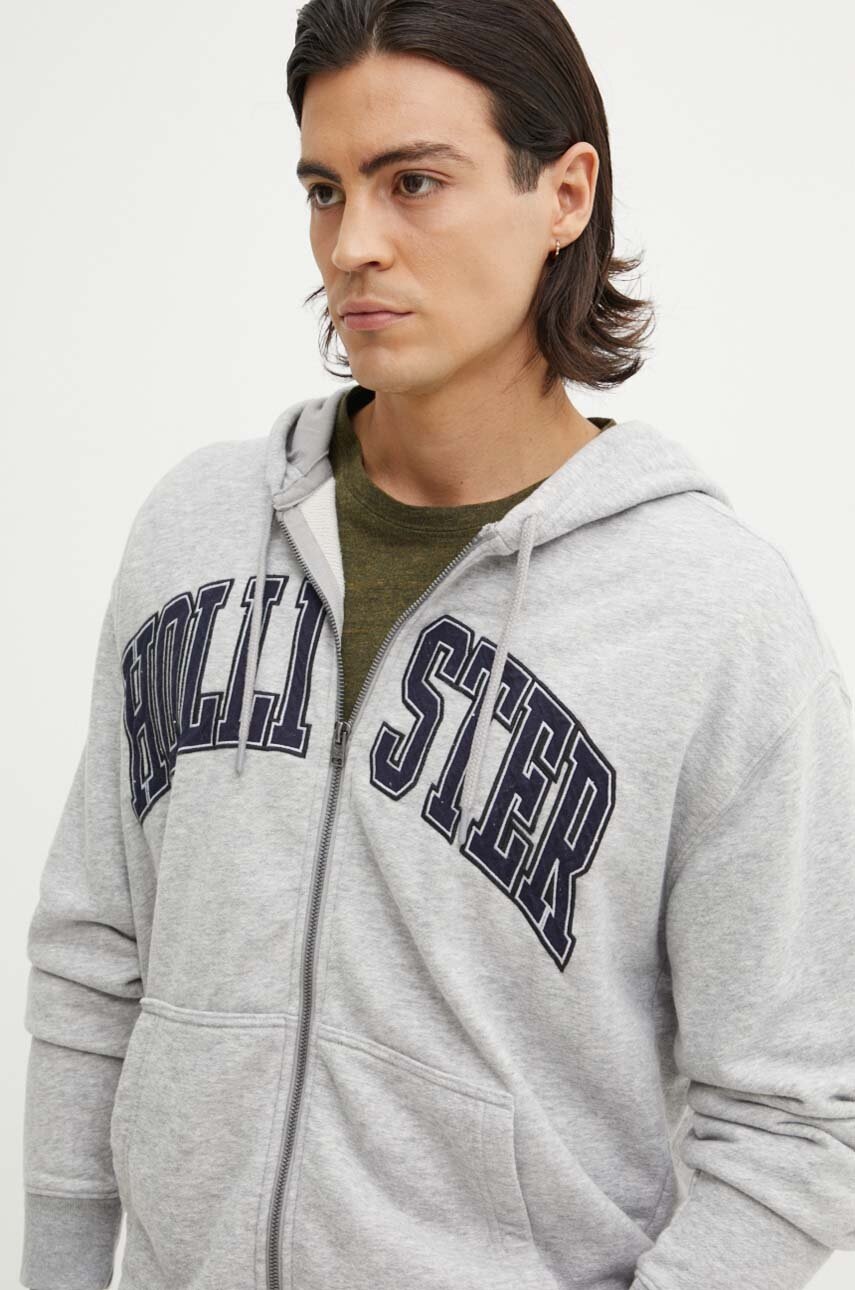 

Суичър Hollister Co. в сиво с качулка с меланжов десен KI322-4155, Сив
