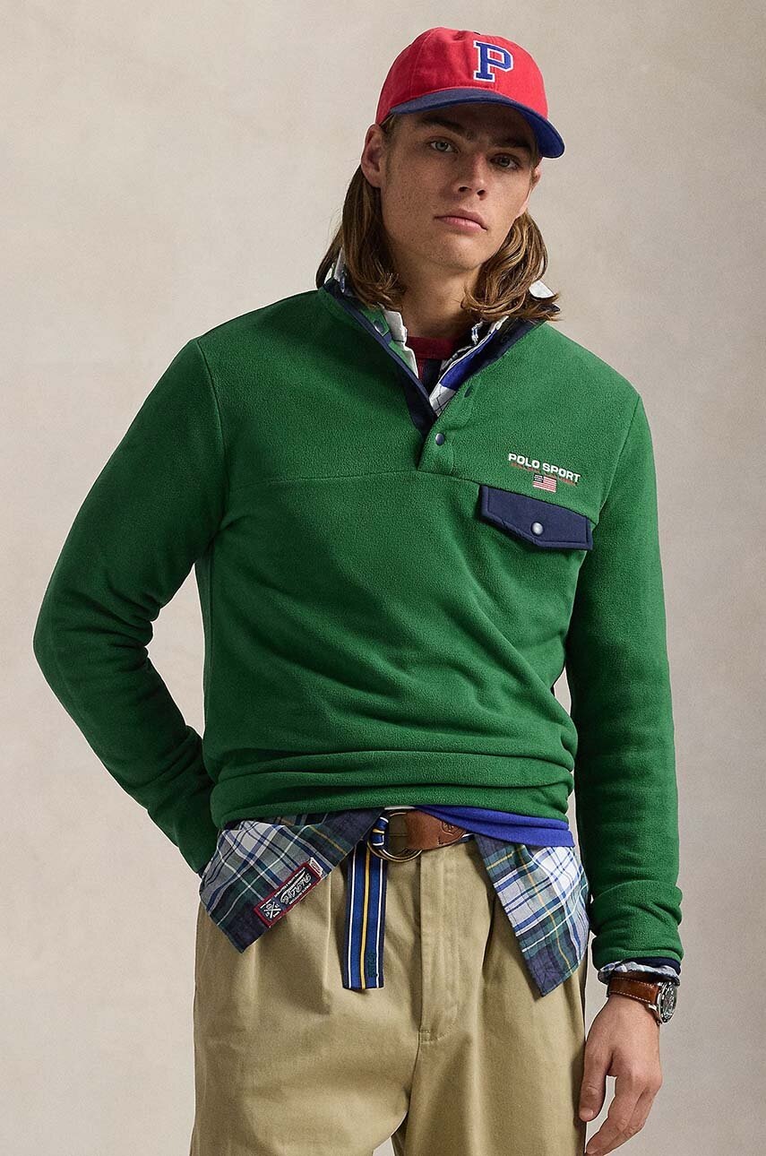 

Суичър Polo Ralph Lauren в зелено с изчистен дизайн 710961614, Зелен