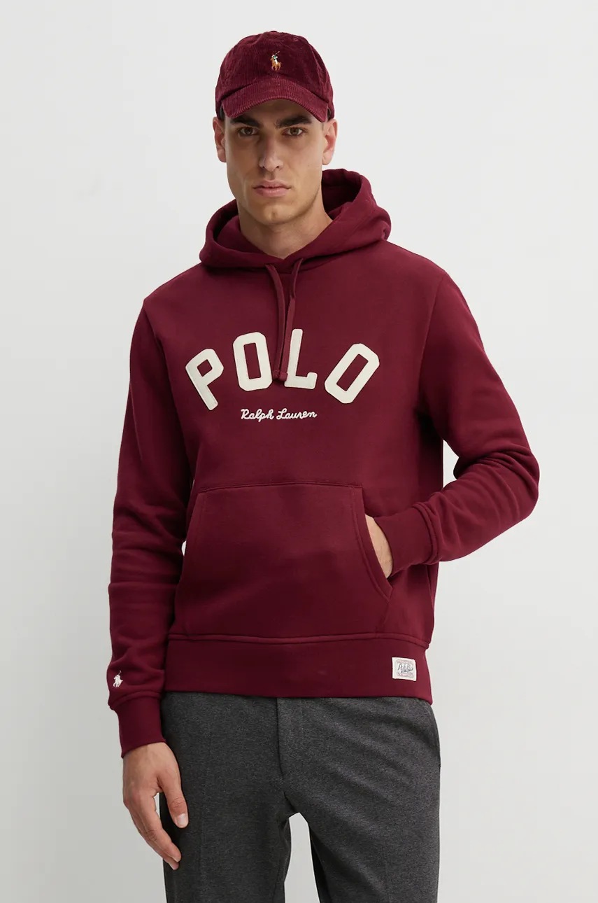 

Суичър Polo Ralph Lauren в бордо с качулка с принт 710952040