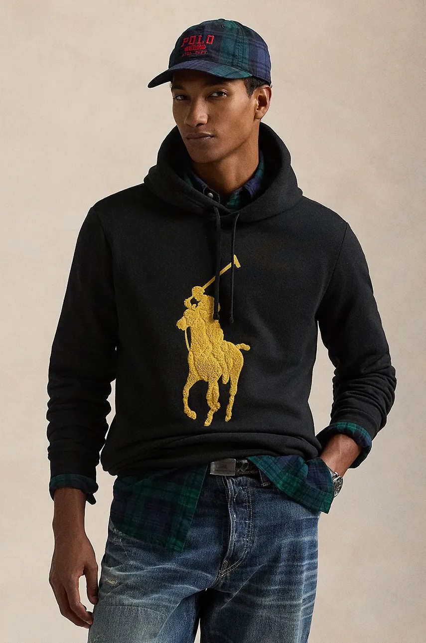 

Суичър Polo Ralph Lauren в черно с качулка с апликация 710952241, Черен