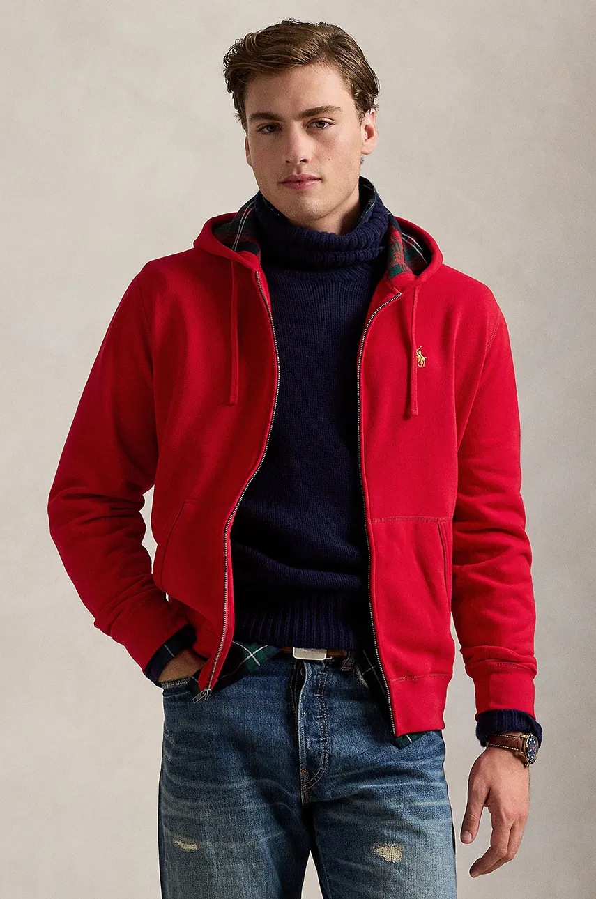 

Суичър Polo Ralph Lauren в червено с качулка с изчистен дизайн 710952256, Червен