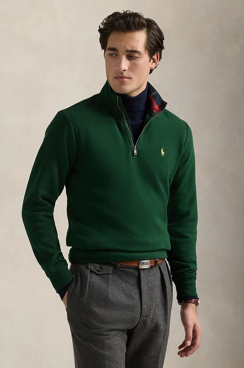 

Суичър Polo Ralph Lauren в зелено с изчистен дизайн 710952257, Зелен