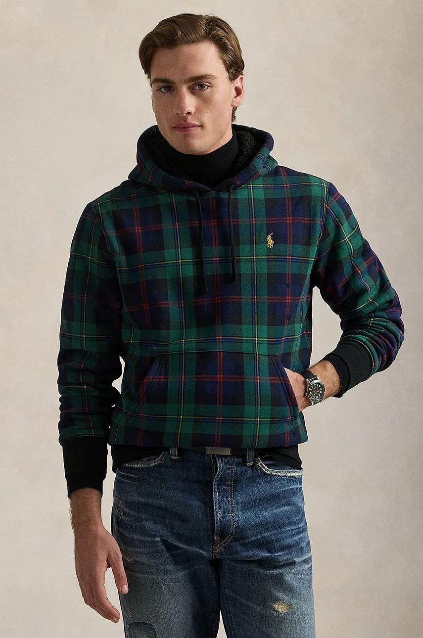 

Суичър Polo Ralph Lauren в зелено с качулка с десен 710952258, Зелен