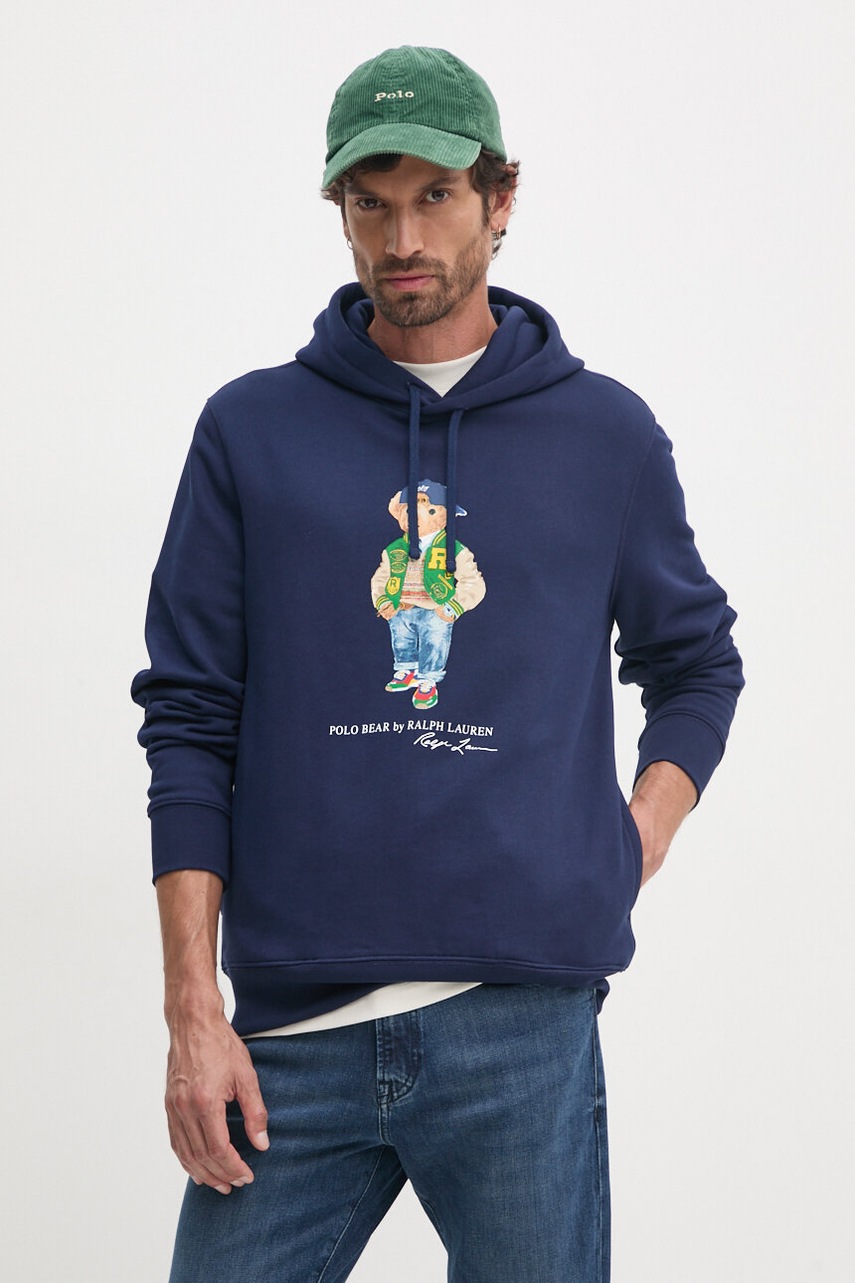 

Суичър Polo Ralph Lauren в тъмносиньо с качулка с принт 710951621, Тъмносин