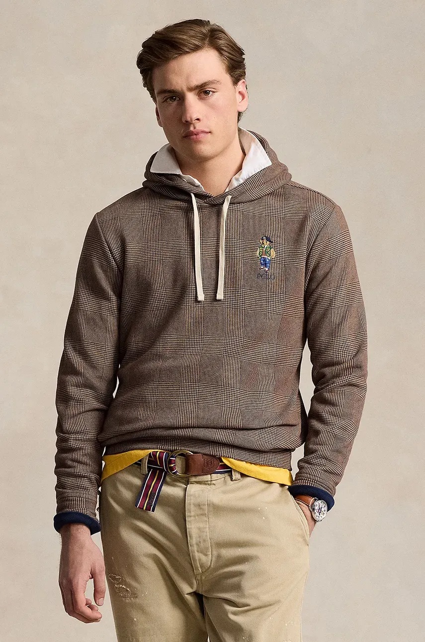 

Суичър Polo Ralph Lauren в сиво с качулка с десен 710951639, Сив