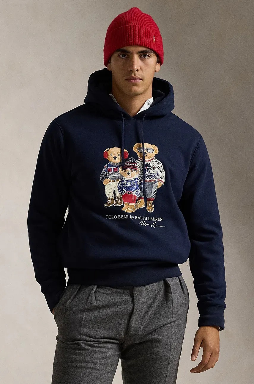 

Суичър Polo Ralph Lauren в тъмносиньо с качулка с принт 710952267, Тъмносин