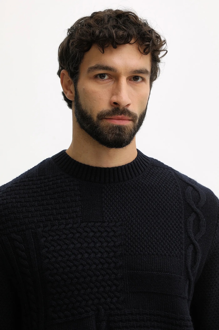 Μάλλινο πουλόβερ Barbour ανδρικό, χρώμα: μπεζ, MKN1605 φωτογραφία