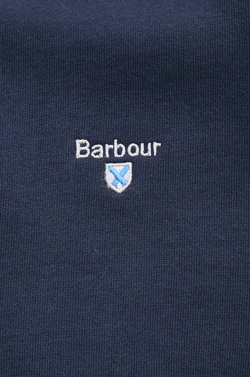 Бавовняна кофта Barbour чоловіча колір синій з капюшоном меланж MOL0649 