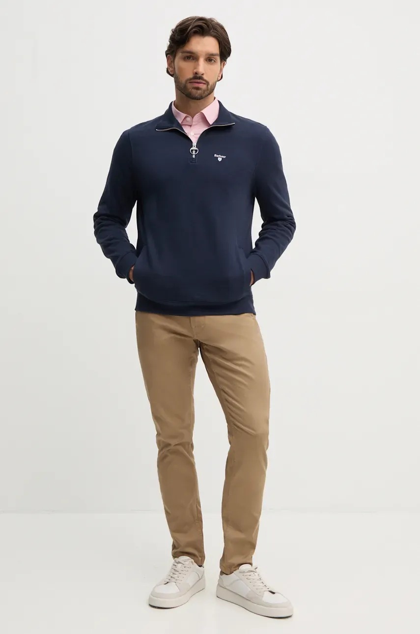 Хлопковая кофта Barbour мужская цвет синий однотонная MOL0642 Хлопковая кофта Barbour мужская цвет синий однотонная MOL0642