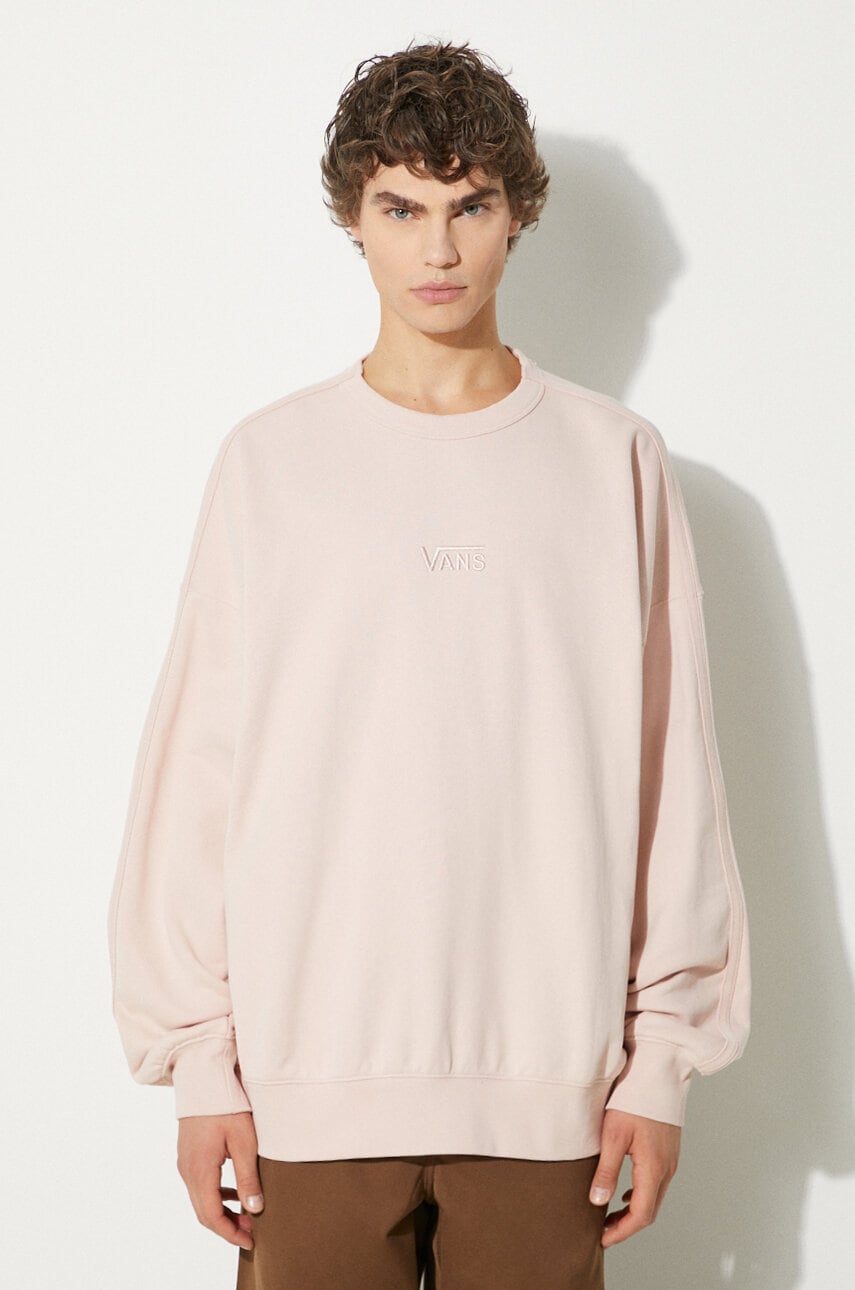 Vans hanorac de bumbac Premium Classics LX Crew Fleece barbati, culoarea roz, neted, VN000GBWBQL1