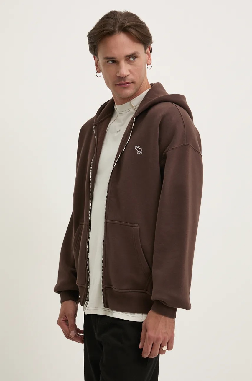 

Суичър Abercrombie & Fitch в кафяво с качулка с апликация KI122-4257, Кафяв