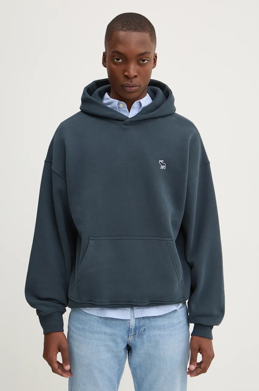 

Суичър Abercrombie & Fitch в зелено с качулка с изчистен дизайн KI122-4259, Зелен