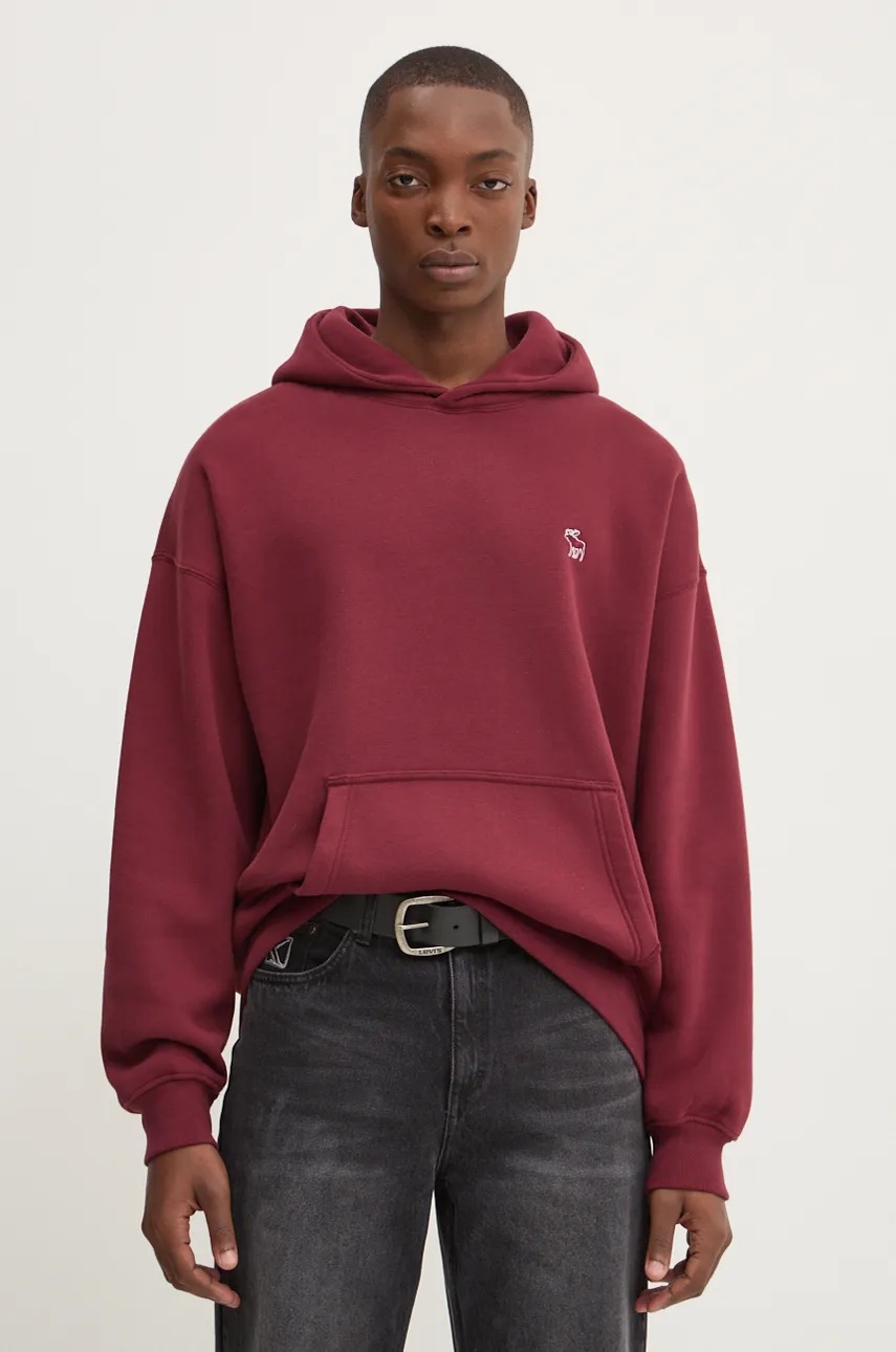 

Суичър Abercrombie & Fitch в бордо с качулка с изчистен дизайн KI122-4259