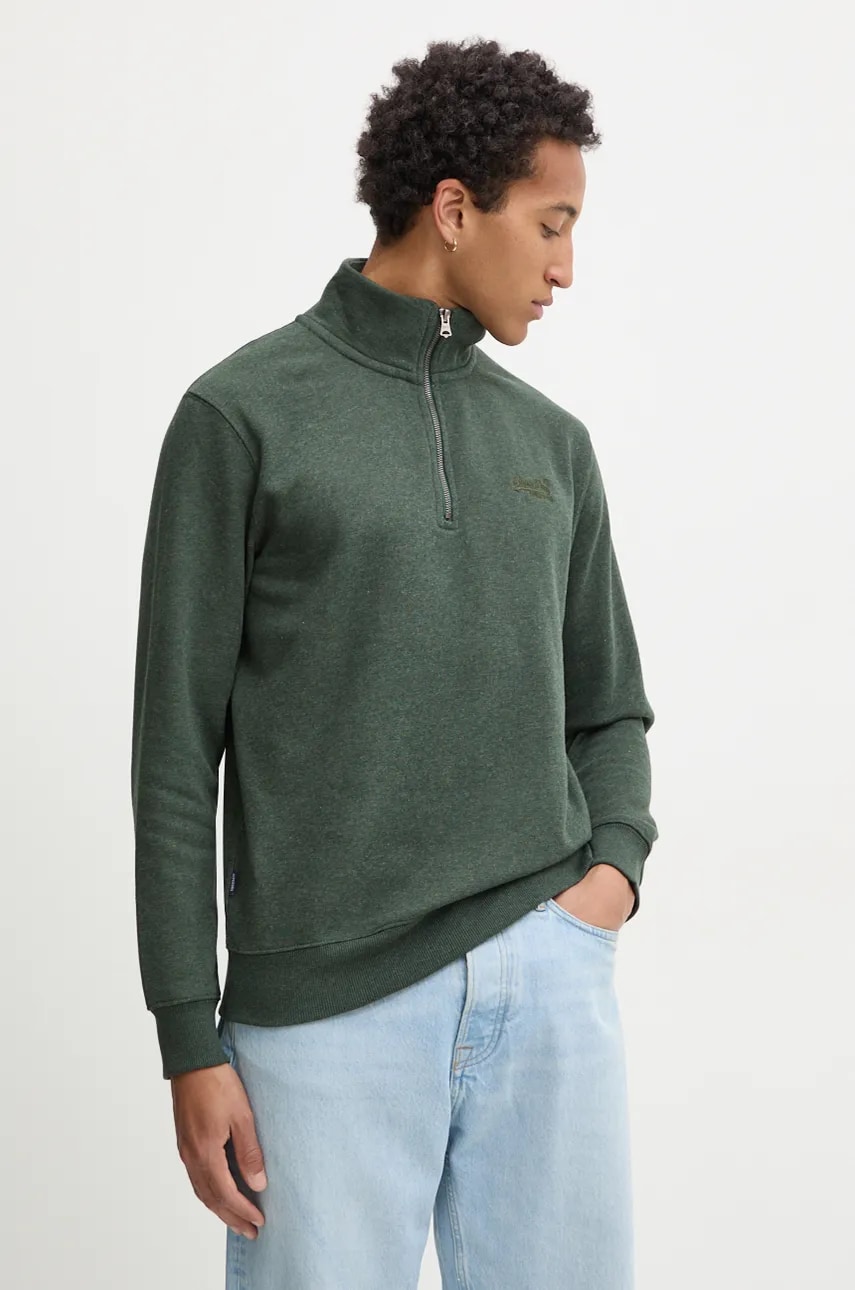 Superdry bluza barbati, culoarea verde, neted, M2013750A-B6V Superdry bluza barbati, culoarea verde, neted, M2013750A-B6V