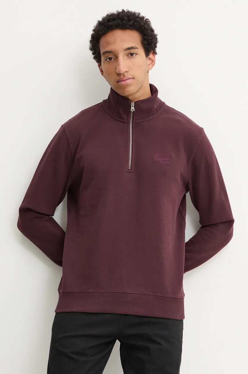 Levně Mikina Superdry pánská, vínová barva, hladká, M2013750A-YFY